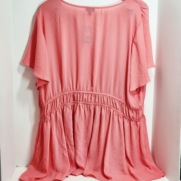 Torrid Coral V-Neck Tunic Top - Picture 3 of 5